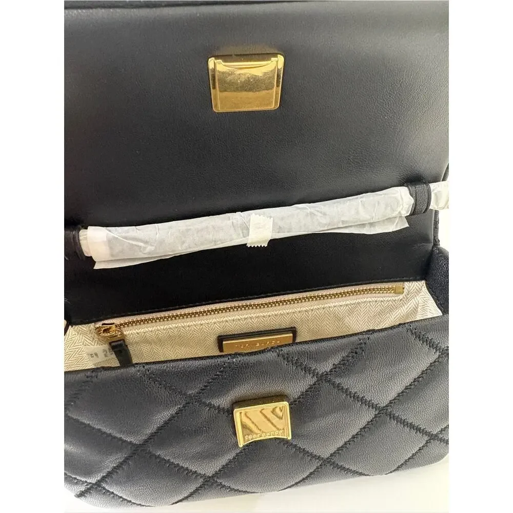 Tory Burch Black Quilted Leather Crossbody with Gold Hardware